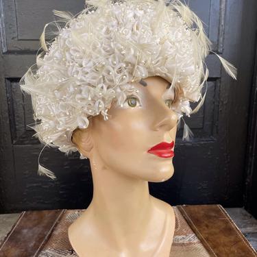 1960’s Styled by Jack McConnell White Flower and feather Hat