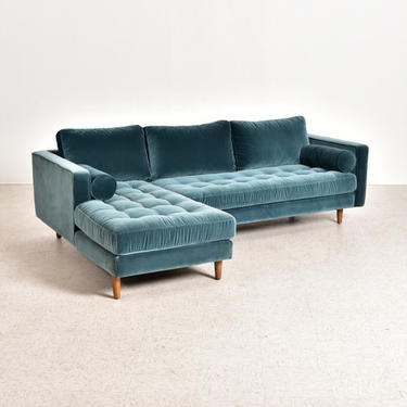 Teal Velvet Sectional Sofa 