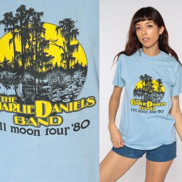 Charlie Daniels Band Shirt 1980 Full Moon Tour Shirt Band Tee Concert Rock tshirt 80s T shirt Vintage Rocker Shirt Single Stitch Medium 