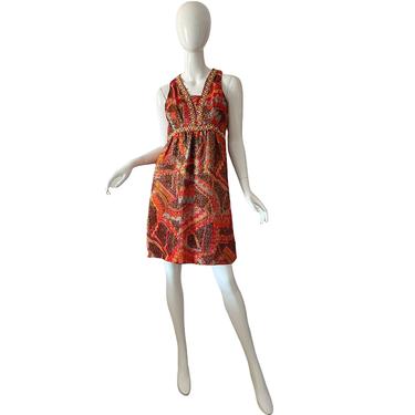 70s Oscar De La Renta Dress / Vintage Sequin Metallic Dress / 1970s Beaded Rhinestone Party Dress Small 