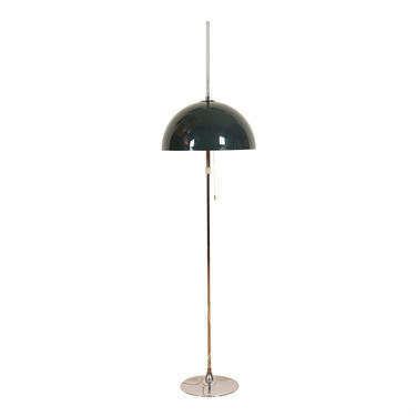 Adjustable Green Domed Shade — Mid-Century Chrome Floor Lamp