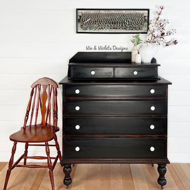 Antique Empire Dresser / Black Dresser / Bedroom / Bureau / Chest of Drawers 
