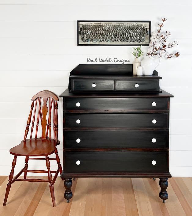Antique Empire Dresser / Black Dresser / Bedroom / Bureau / Chest of Drawers 
