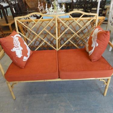 Metal Chippendale Faux Bamboo Settee