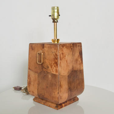Exquisite Aldo TURA Table LAMP Lacquered Bronze Burl Parchment with Brass ITALY 