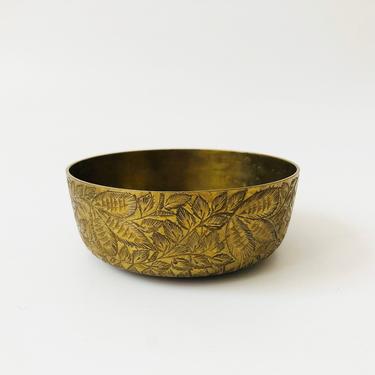 Vintage Etched Brass Bowl 