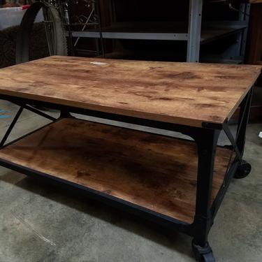 Wood and steel rolling Table 40 x 18.5 x 21.5