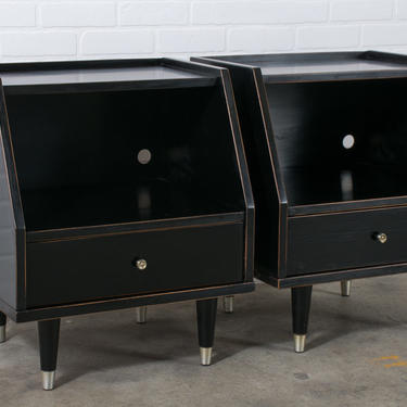 Mid-Century Modern Black Nightstand Pair by B.P. John