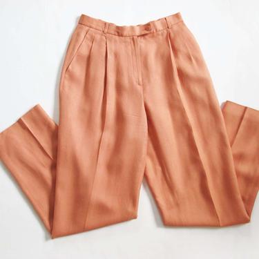 Vintage 90s Salmon Pink Pants 27 S -  High Waist  Rayon Knit Trousers Lined - Pleated Pants - 90s Minimalist Clothing - Liz Claiborne 