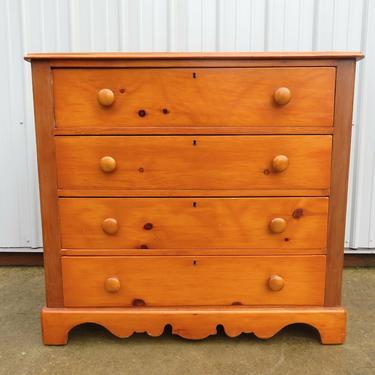 ANTIQUE PINE 4 DRAWER CHEST OF DRAWERS / DRESSER Country Farmhouse Chippendale