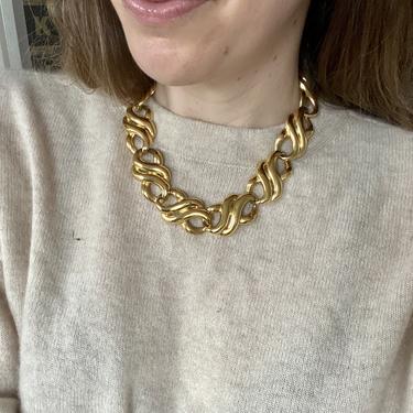 Classic Designer Anne Klein Chunky Gold Link Necklace