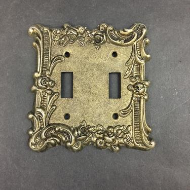 Vintage Brass Plated Double Light Switch Cover