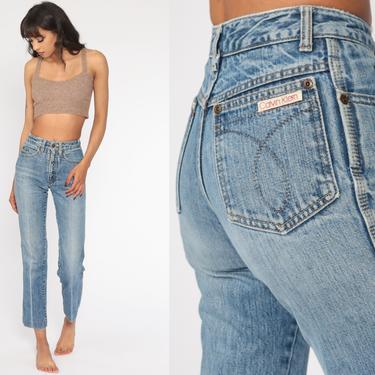 Calvin Klein Jeans 2xs Straight Leg Jeans Mom Jeans High Waisted Jeans CK 80s Denim Pants Baggy Boyfriend Blue Vintage Hipster xxs 22 