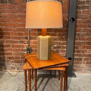 1960s “Martz” Lamp in Walnut and Ceramic by Marshall Studios 