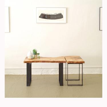 north | west table with floating leaf - from urban salvage live edge maple and recycled content steel - natural edge - coffee table, desk 