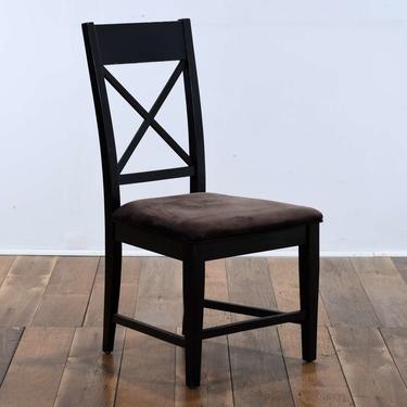 Contemporary Cross Back Dining Chair W Brown Seat