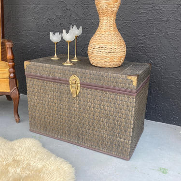 Grasscloth Trunk with Brass Accents