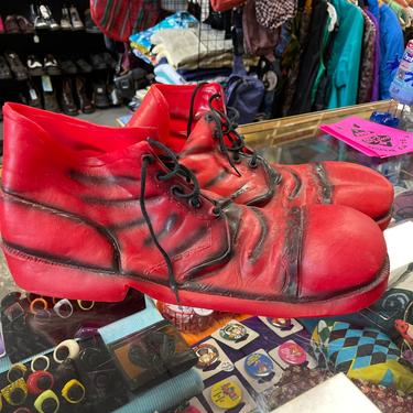 Clown Rubber Shoes Vintage 1970s 1980s Red lace up boots 