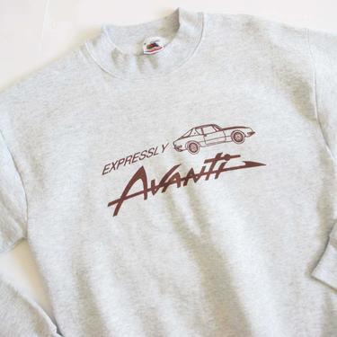 Vintage 80s Sweatshirt S - Avanti Studebaker Car Pullover Crewneck Sweatshirt - Light Heather Gray - Fruit of The Loom made in USA 