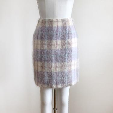 Pastel Plaid Mohair Mini-Skirt - 1990s 