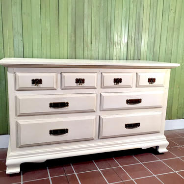 White Painted 8 Drawer Dresser