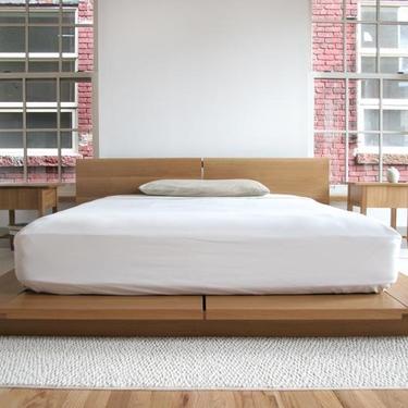 King Rift Bed with Headboard / Mid Century Modern, Platform Bed 