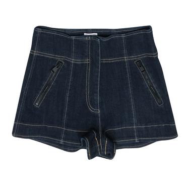 Cinq a Sept - Dark Wash High Waisted Denim Shorts w/ Contrast Stitching Sz 0