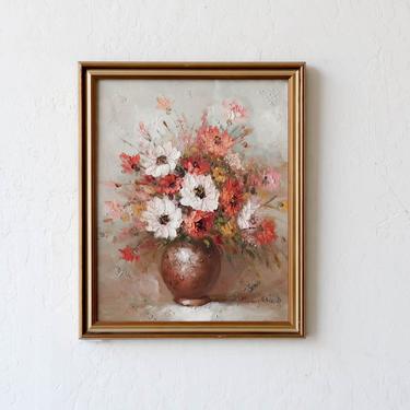 Pink Flowers in Brown Vase Painting
