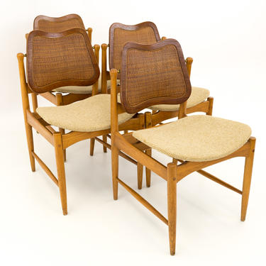 Arne Vodder Teak &amp; Cane Dining Chairs - Set of 4