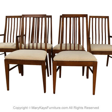 Six Lane First Edition Mid Century Walnut Spindle Back Dining Chairs by Marykaysfurniture