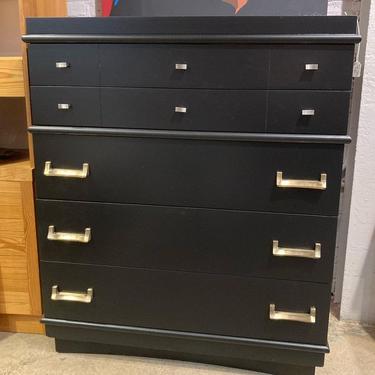 Painted black MCM chest of drawers. 38” x 19” x 46” 