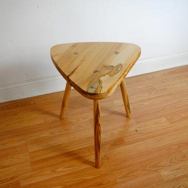 Live Edge Side Table / Mid Century Modern End Table / Danish Modern Side Table / Three Leg Stool / George Nakashima / Free Form Edge Table 