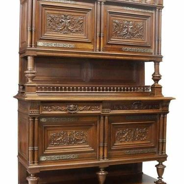 Antique Sideboard, French Henri II Style Carved Wood, Walnut, 1800's Beautiful!