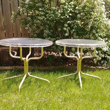 Pair of Vintage Lucite Plastic and Metal Side Patio Tables 