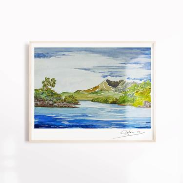 Great Lake Landscape - Art Print Watercolor - Home Office Wall Art 