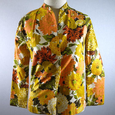 Orange Mum Floral Handmade Jacket Blazer 