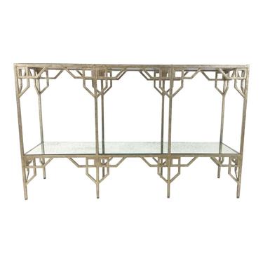 Modern Currey & Co. Metal and Antique Mirror Console Table