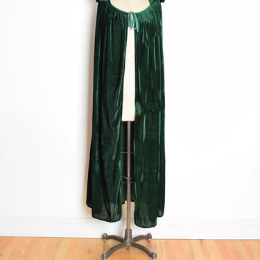 vintage 90s cape forest green velvet long cloak jacket elf cosplay goth clothing 