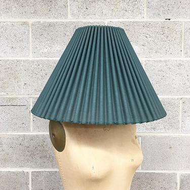 Vintage Lamp Shade Retro 1980s Coolie + Scalloped Shaped + Forest Green Color + Crimped + Lighting + Home Decor 