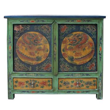 Chinese Multi-color Tibetan Dragons Motif Small Table Cabinet cs5004S