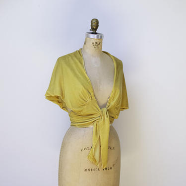 1930s Yellow Velvet Blouse / 30s Silk Velvet Bolero Jacket 