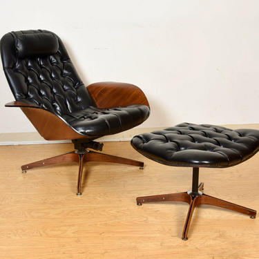 George Mulhauser “Mr Chair” Mid Century Tufted Lounge Chair + Ottoman