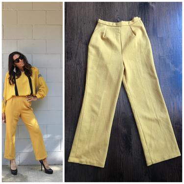 Vintage 80s mustard yellow high waist streetwear trousers XS/S 
