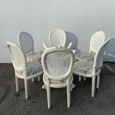 Faux Bois Dining Set Chairs Table Italian Chair Bohemian Boho Miami Beach Hollywood Regency Seating Vintage Tropical Glam Wood Designer 
