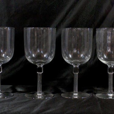 Set of 4 Crystal Wine Glasses With Column Stem Water Goblets Stemware 