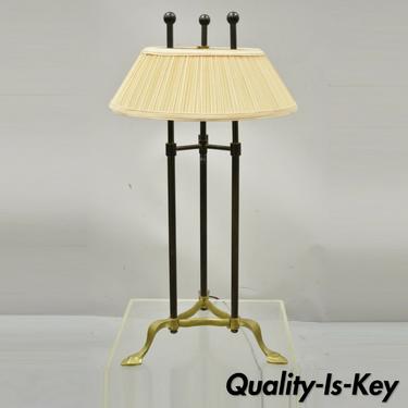 Vintage Chapman Brass Regency Tripod Base Desk Bouillotte Table Lamp with Shade