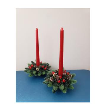 Vintage 1950's Vintage Candle Holders / 60s Kitchy Christmas Holiday Decor 