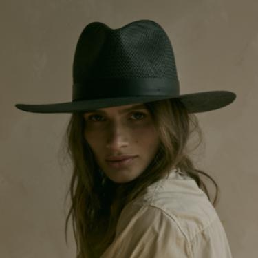 Janessa Leone Simone Straw Hat in Black