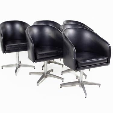 Overman Style Mid Century Black Vinyl Pod Occasional Lounge Chair - Set of 6 - mcm 