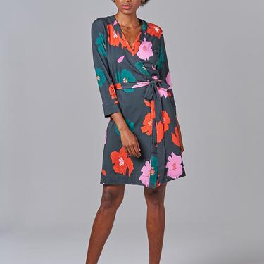 Rachel Wrap Dress | Evergreen Poppies